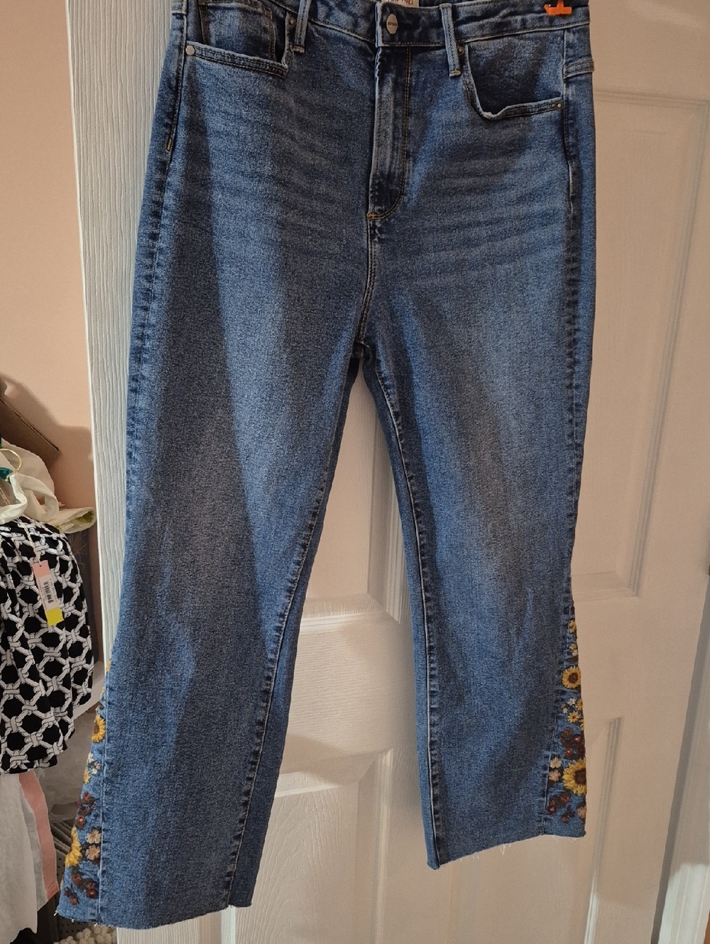 Driftwood Clara Flare Embroidered Jeans Size 14